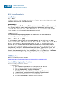 NSPE Ethics Study Guide