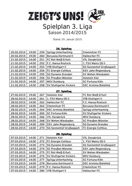 Spielplan 3. Liga 14-15 Spieltage 26-32