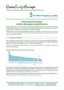 Environmental Taxation Without Damaging Competitiveness