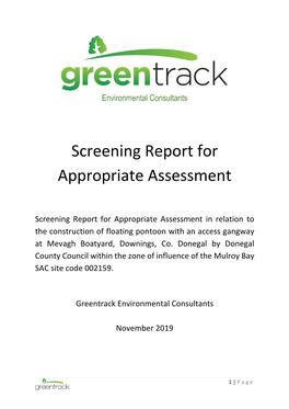 Screening Report for Appropriate Assessment