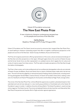 The New East Photo Prize