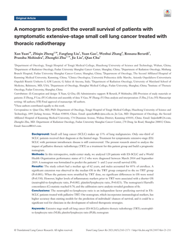 A Nomogram to Predict the Overall Survival of Patients with Symptomatic Extensive-Stage Small Cell Lung Cancer Treated with Thoracic Radiotherapy