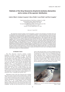 Habitats of the Grey Grasswren Amytornis Barbatus Diamantina and a Review of the Species’ Distribution