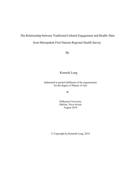 Data from Miawpukek First Nations Regional Health Survey B