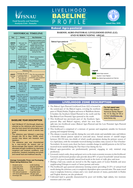 Baselined Profile - Bakool Agro-Pastoral FSNAU BASELINE Food Security and Nutrition Analysis Unit - Somalia P R O F I L E Issued May, 2009 Bakool Agro-Pastoral