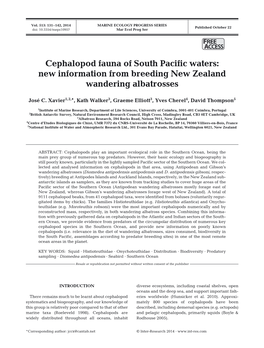 Cephalopod Fauna of South Pacific Waters: New Information from Breeding New Zealand Wandering Albatrosses