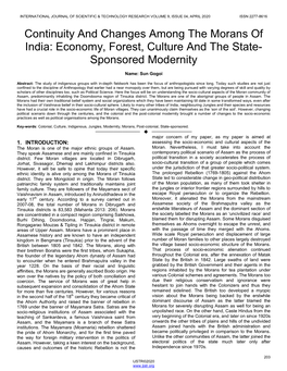 Continuity and Changes Among the Morans of India: Economy, Forest, Culture and the State