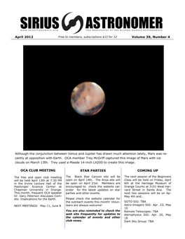 Sirius Astronomer Newsletter