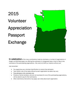 2015 Volunteer Appreciation Passport Exchange