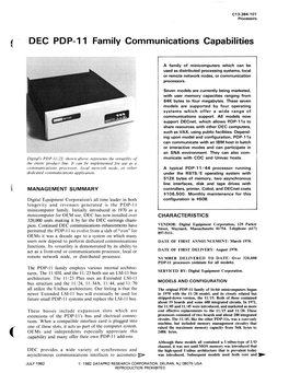 { DEC PDP-11 Family Communications Capabilities