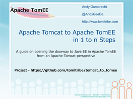 Apache Tomcat to Apache Tomee in 1 to N Steps