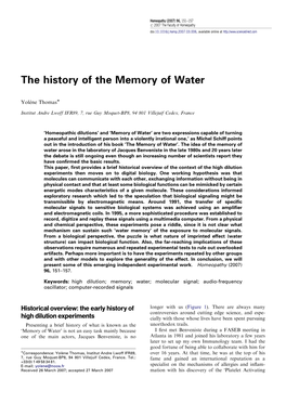 The History of the Memory of Water