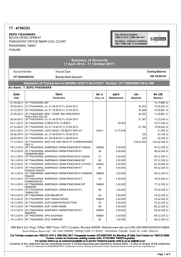 Summary of Accounts (1 April 2014 - 31 October 2017)