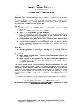 Discharge Sheet: Elbow Arthroscopy