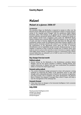 Malawi at a Glance: 2006-07