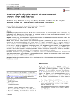 Mutational Profile of Papillary Thyroid Microcarcinoma with Extensive