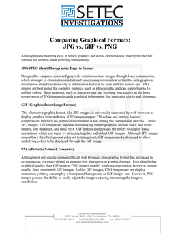 Comparing Graphical Formats: JPG Vs. GIF Vs. PNG