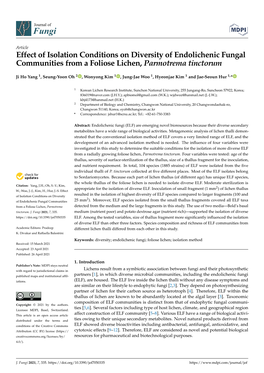 Effect of Isolation Conditions on Diversity of Endolichenic Fungal Communities from a Foliose Lichen, Parmotrema Tinctorum