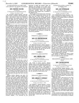 CONGRESSIONAL RECORD— Extensions of Remarks E1091 HON. EMANUEL CLEAVER HON. GUY RESCHENTHALER HON. VIRGINIA FOXX HON. GERALD E