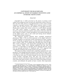 Copyright for Blockheads: an Empirical Study of Market Incentive and Intrinsic Motivation