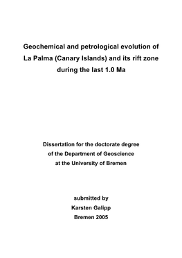 Canary Islands) and Its Rift Zone During the Last 1.0 Ma