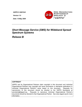 SMS) for Wideband Spread Spectrum Systems Release B