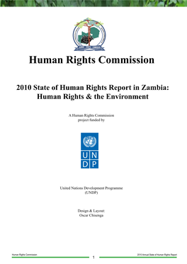 2010 State of Human Rights Report in Zambia: Human Rights & the Environment