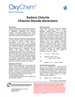 Sodium Chlorite Chlorine Dioxide Generators