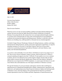 20210721 Gov. Gianforte Letter Cold Water Task Force