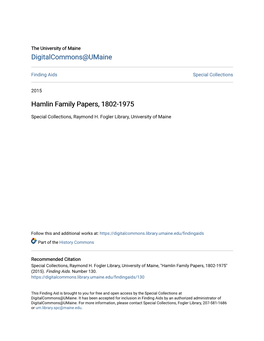 Hamlin Family Papers, 1802-1975