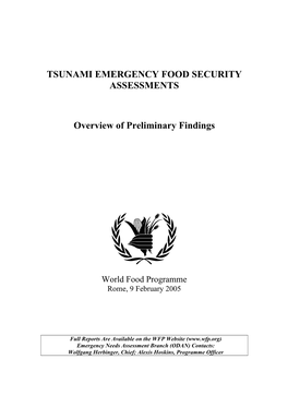 Tsunami Emergency Food Security Assessments