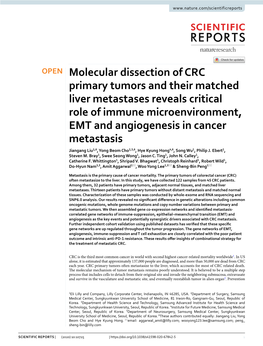 Molecular Dissection of CRC Primary Tumors and Their Matched Liver