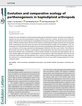 Evolution and Comparative Ecology of Parthenogenesis in Haplodiploid Arthropods