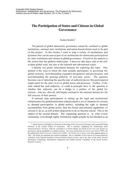 The Participation of States and Citizens in Global Governance