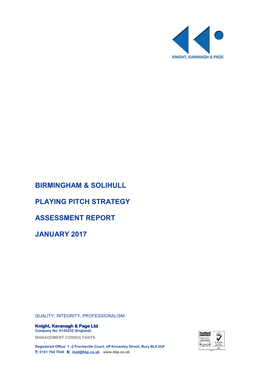 Birmingham & Solihull Playing Pitch Strategy