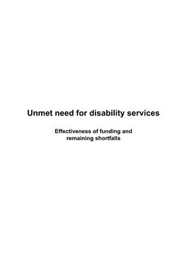 Unmet Need for Disability Services
