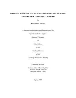 Effects of Alternate Precipitation Patterns on Soil Microbial