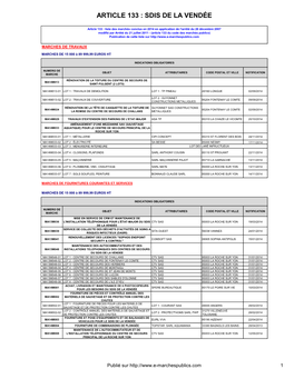 Liste Des Marchés Conclus