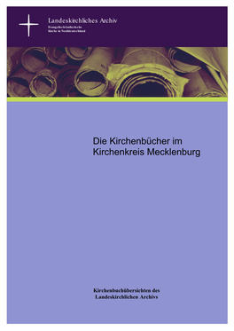 Die Kirchenbücher Im Kirchenkreis Mecklenburg