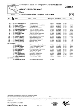 R Race CLASSIFICATION