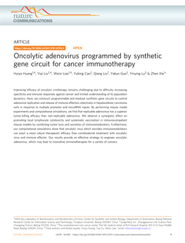 Oncolytic Adenovirus Programmed by Synthetic Gene Circuit for Cancer Immunotherapy