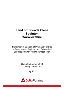 Land Off Friends Close Baginton Warwickshire