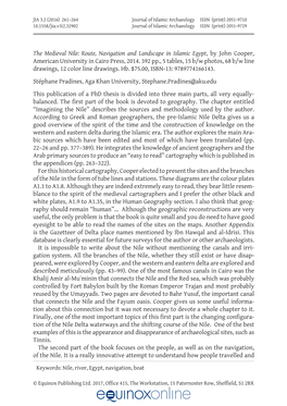 The Medieval Nile: Route, Navigation and Landscape in Islamic Egypt, by John Cooper, American University in Cairo Press, 2014