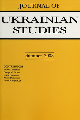 Journal of Ukrainian Studies