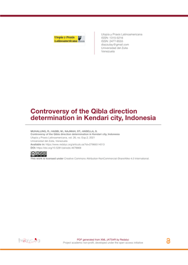 Controversy of the Qibla Direction Determination in Kendari City, Indonesia