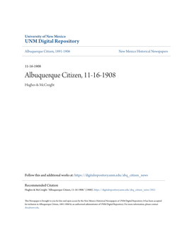 Albuquerque Citizen, 11-16-1908 Hughes & Mccreight