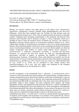 Triterpenoids from Balsams: Useful Markers to Recognize Genuine, Adulterated and Archaeological Resins