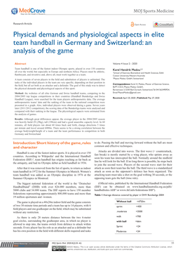 Physical Demands and Physiological Aspects in Elite Team Handball in Germany and Switzerland: an Analysis of the Game