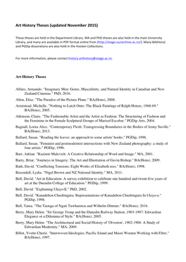 Art History Theses (Updated November 2015)