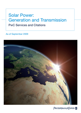 Solar Power: Generation and Transmission Pwc Services and Citations